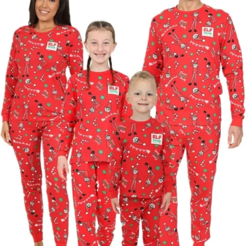 Elf Squad matching family Christmas cotton pyjamas
