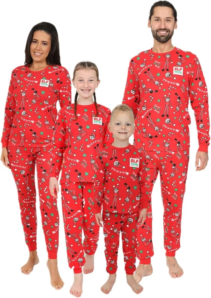 Elf Squad matching family Christmas cotton pyjamas