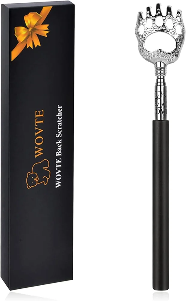 Extendable stainless steel bear claw back scratcher, 21 to 58 cm