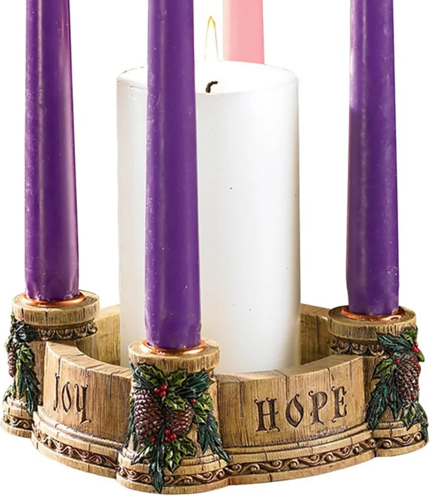 Fioretti resin Advent wreath with candle cups and drip trays, 15 cm