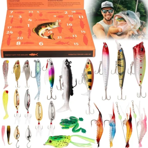 Fishing lure advent calendar, 24 baits for fresh and saltwater