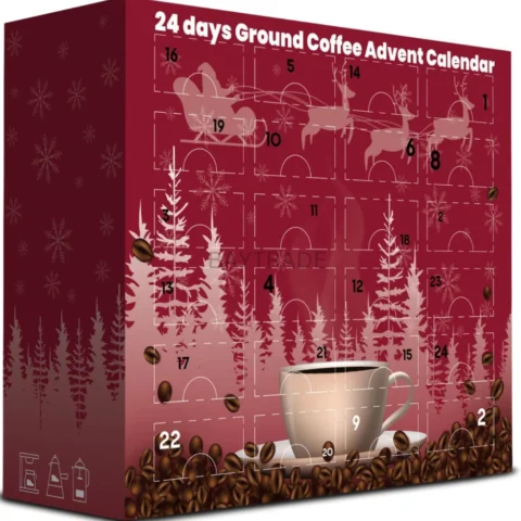 Flavoured ground coffee advent calendar, 24 days, for a cafetière