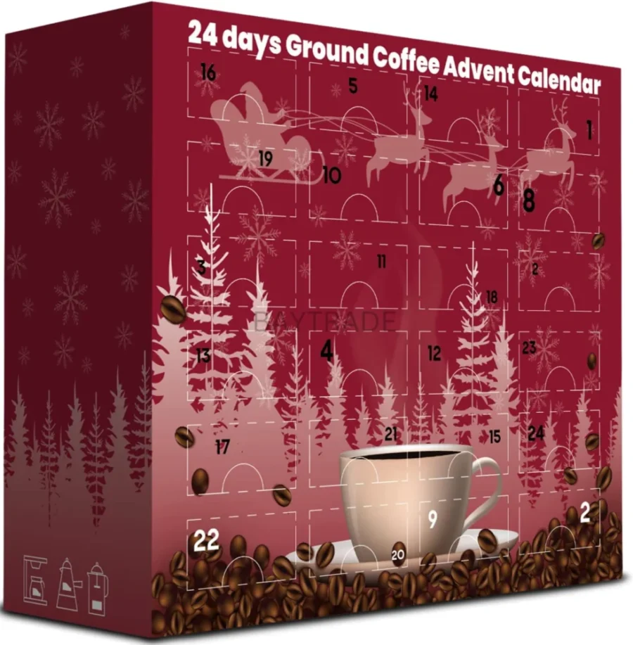 Flavoured ground coffee advent calendar, 24 days, for a cafetière