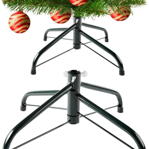 Foldable green metal Christmas tree stand, rubber grips, to 6ft