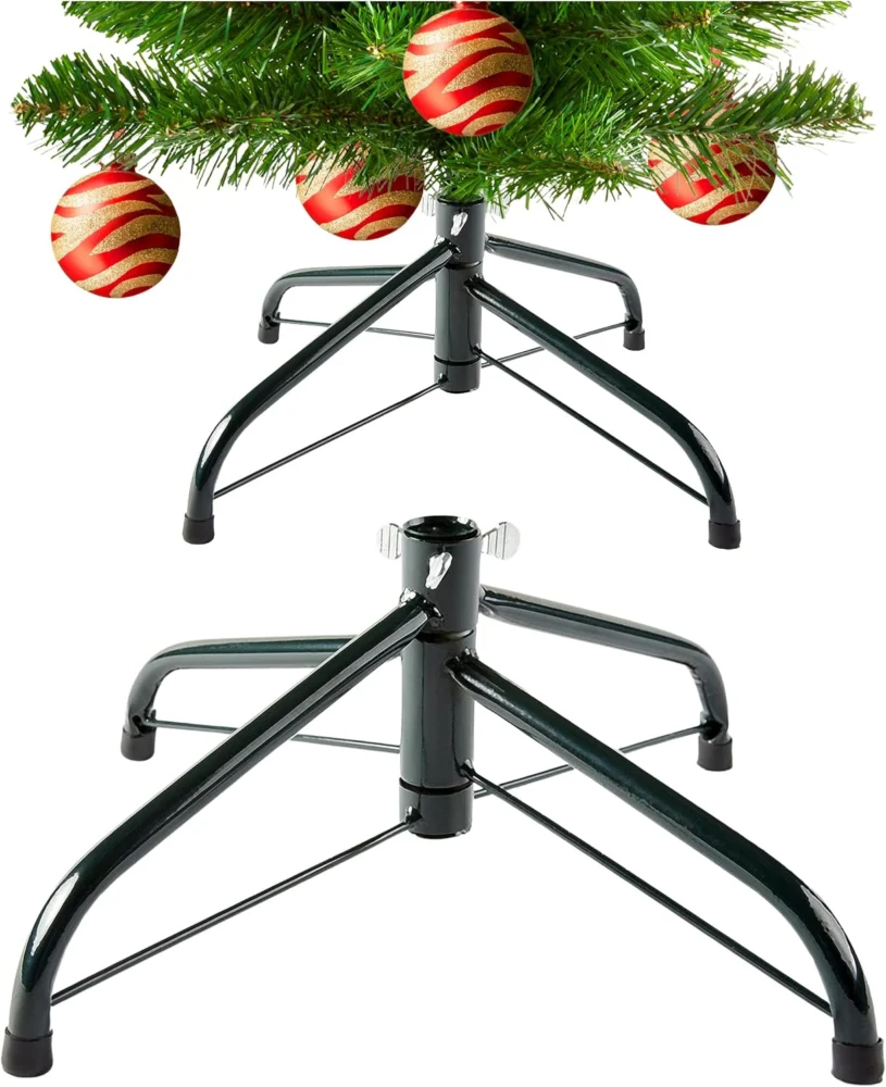 Foldable green metal Christmas tree stand, rubber grips, to 6ft