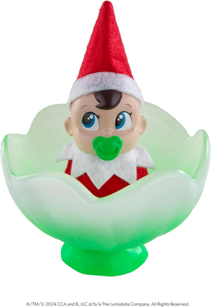 Frost Pips baby elf in a frost flower, boy with blue eyes