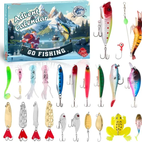 Funewest fishing advent calendar with 24 lures, spoon, soft and hard