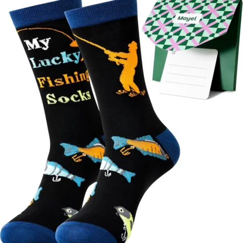 Funny men’s socks, size 9-11, for guitar, fishing and motorbike fans