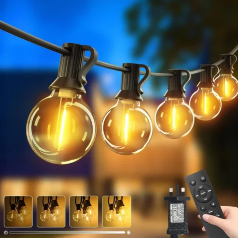 Garden festoon lights, 40 shatterproof G40 bulbs plus 2 spares
