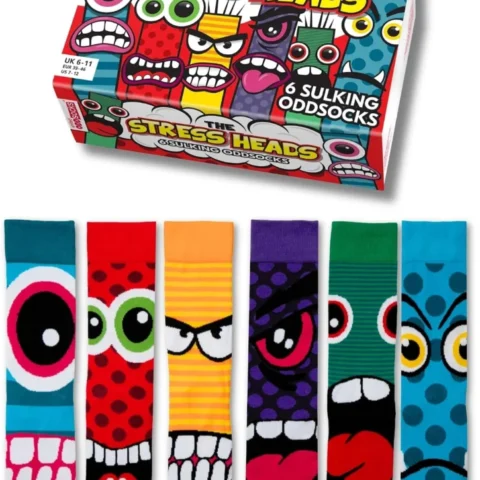 Gift box of 6 odd socks for men, The Stress Heads