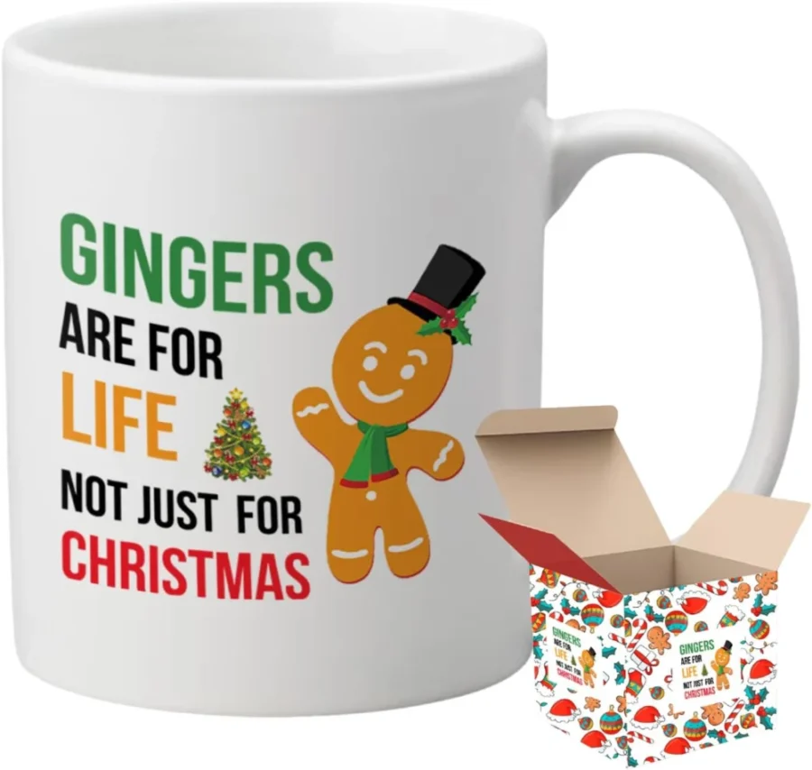 Gingers are for life Christmas joke mug, white ceramic, gift box