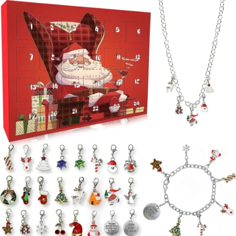 Girls’ advent calendar with bracelet, necklace and 24 pendants