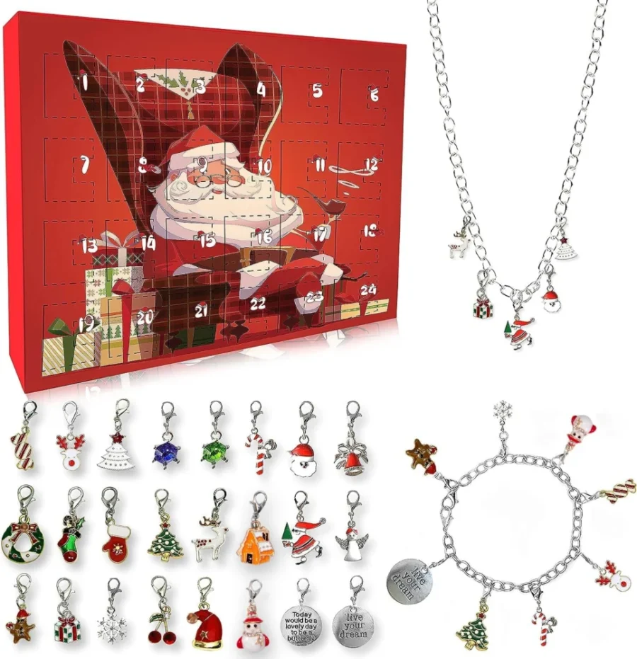 Girls’ advent calendar with bracelet, necklace and 24 pendants
