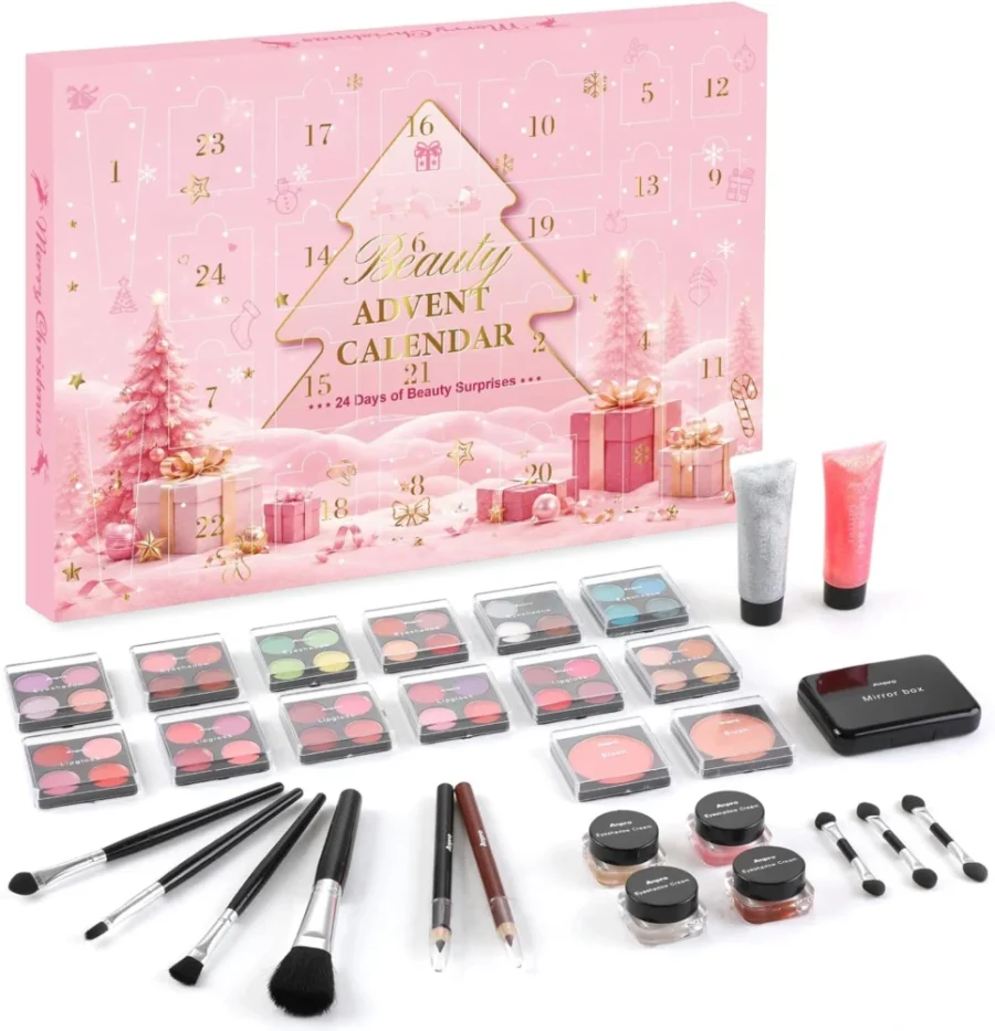 Gleamkid makeup advent calendar, 30 pieces, 7 eyeshadow palettes