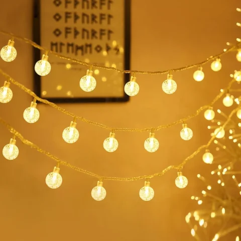 Globe fairy lights, 100 LEDs on 15 m, USB or battery powered