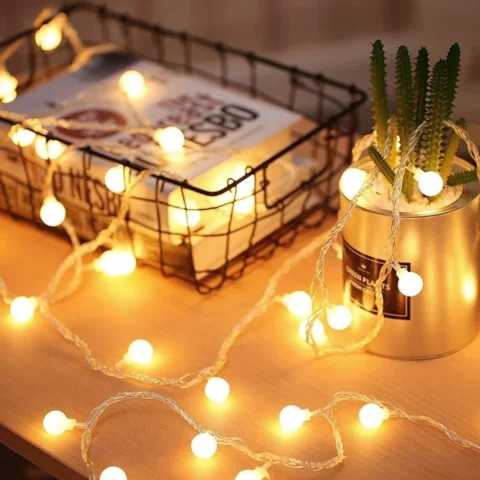 Globe fairy lights, 40 LEDs on 5 m, battery powered, 2 modes