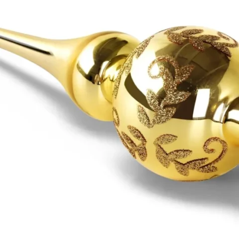 Gold glass tree topper finial, 26 cm, vintage blown-glass style