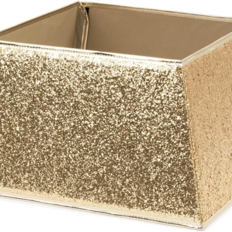Gold glitter square tree skirt, 48 cm base, fits stands to 46 cm