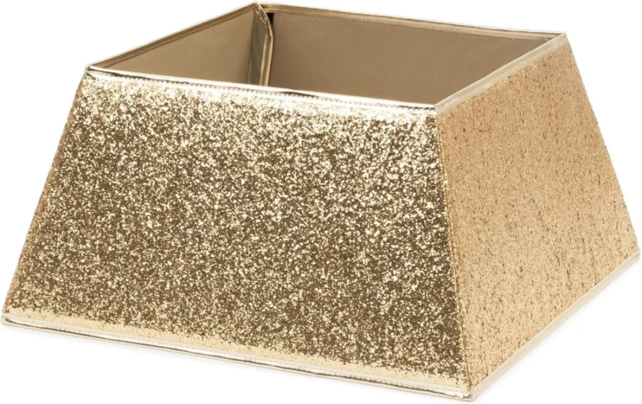 Gold glitter square tree skirt, 48 cm base, fits stands to 46 cm