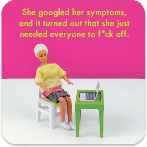 Googled Symptoms joke coaster in melamine with cork back, 10 cm
