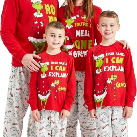Grinch matching family Christmas pyjamas for men, ladies and kids
