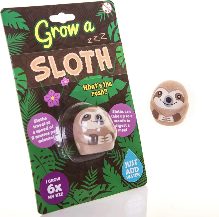 Grow-a-sloth toy that expands up to 6 times its size in water