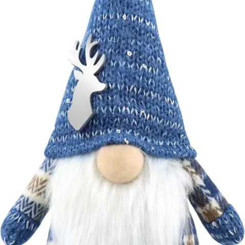 Handmade blue Scandinavian Christmas gonk figure, 31 cm tall
