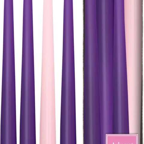 Hyoola Advent taper candles, 4 pack, 3 purple 1 pink, 30 cm