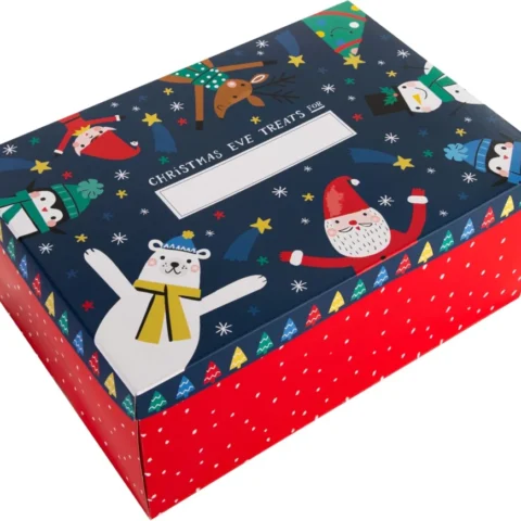 Illustrated Santa Christmas Eve box, flat pack, 14 x 32.5 x 23 cm