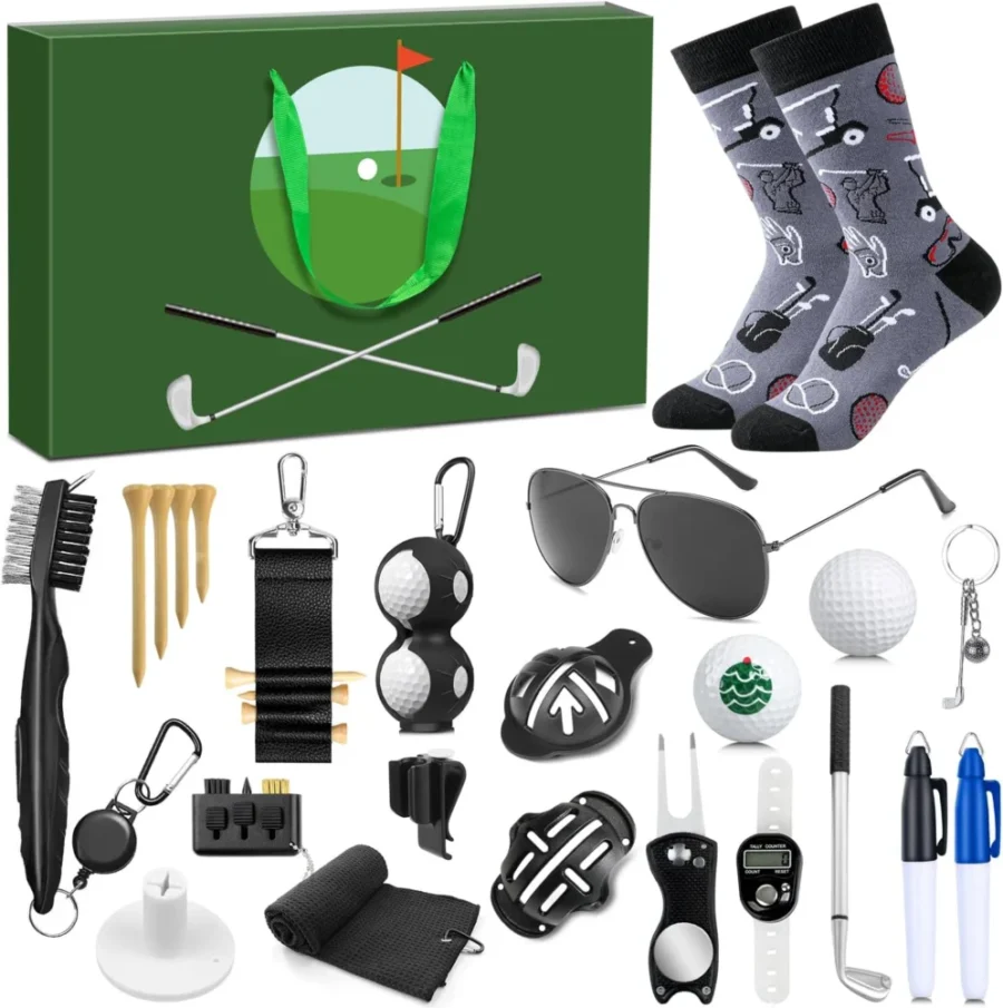 iZoeL golf advent calendar with 24 accessories, tees to sunglasses