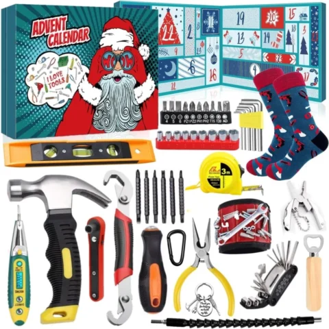 iZoeL tool advent calendar for men, 24 hand tools including hammer