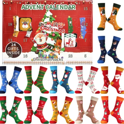 Jeasona Christmas socks advent calendar, 24 surprises, size 4-11