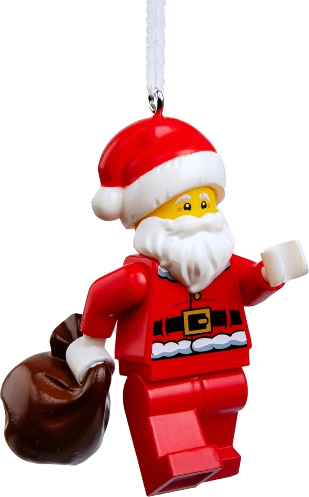 Jolly Santa LEGO keepsake tree ornament, 6.9 cm, metal ring hanger