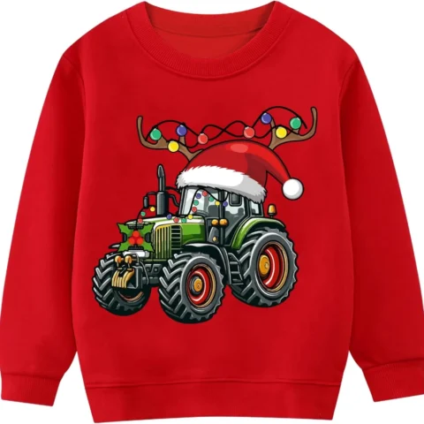 Kids long sleeve Christmas sweatshirt with Santa, ages 1 to 7