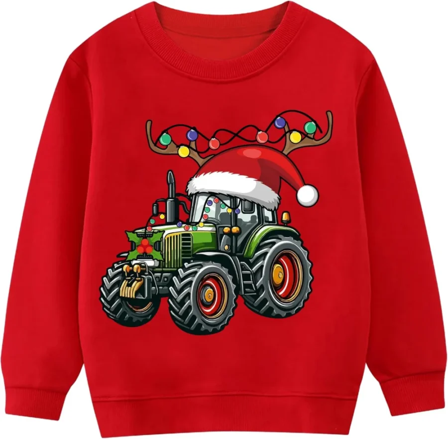 Kids long sleeve Christmas sweatshirt with Santa, ages 1 to 7