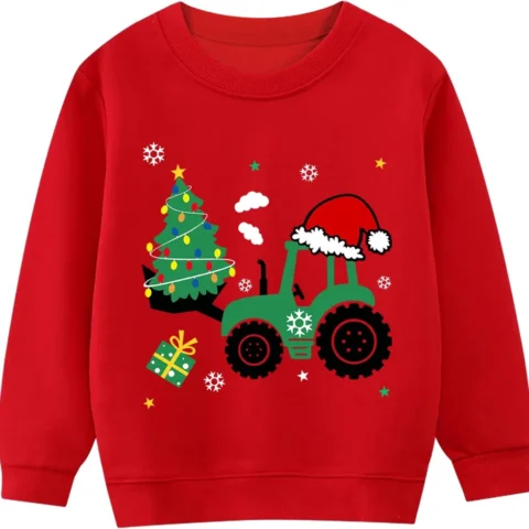 Kids reindeer Christmas jumper, long sleeve pullover, ages 1 to 7