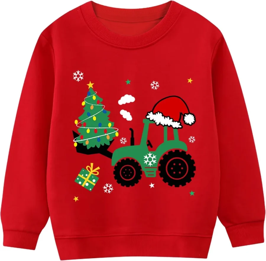 Kids reindeer Christmas jumper, long sleeve pullover, ages 1 to 7