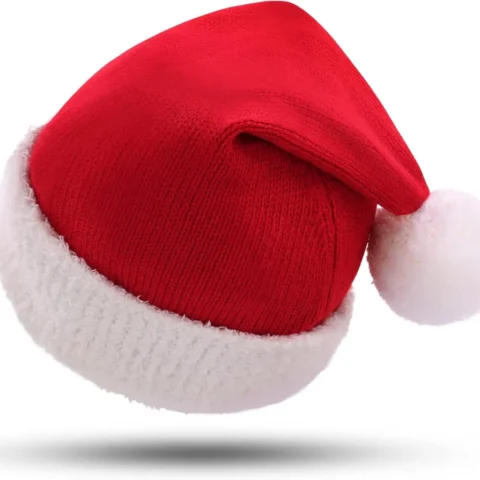 Knitted baby Santa hat for newborns and infants in red and green