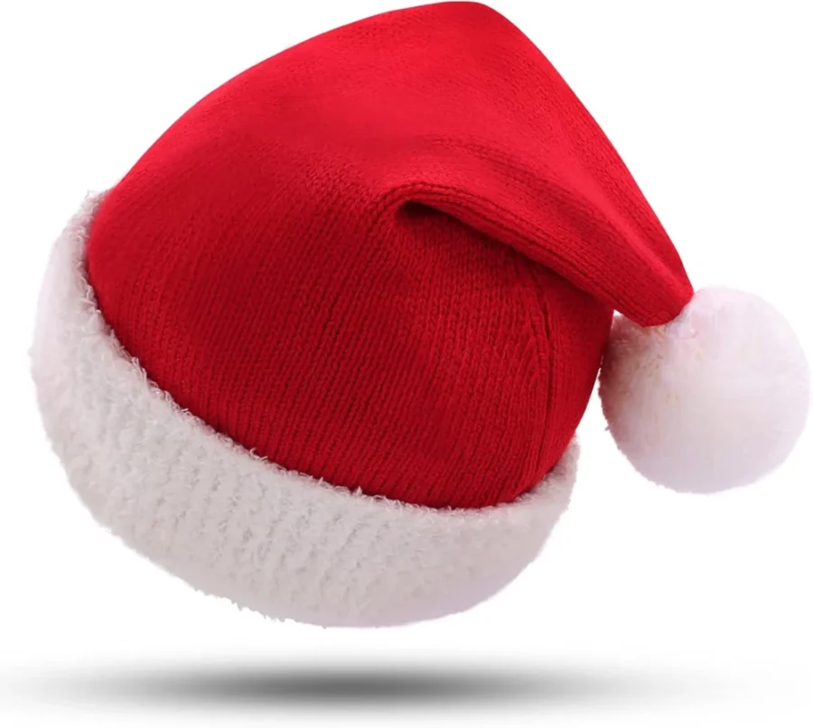 Knitted baby Santa hat for newborns and infants in red and green