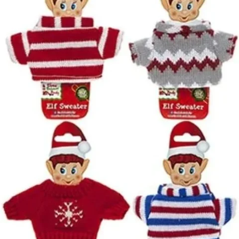 Knitted elf accessory jumper, one of four designs sent at random