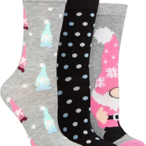 Ladies’ Lazy Panda Christmas bamboo socks, pack of 3