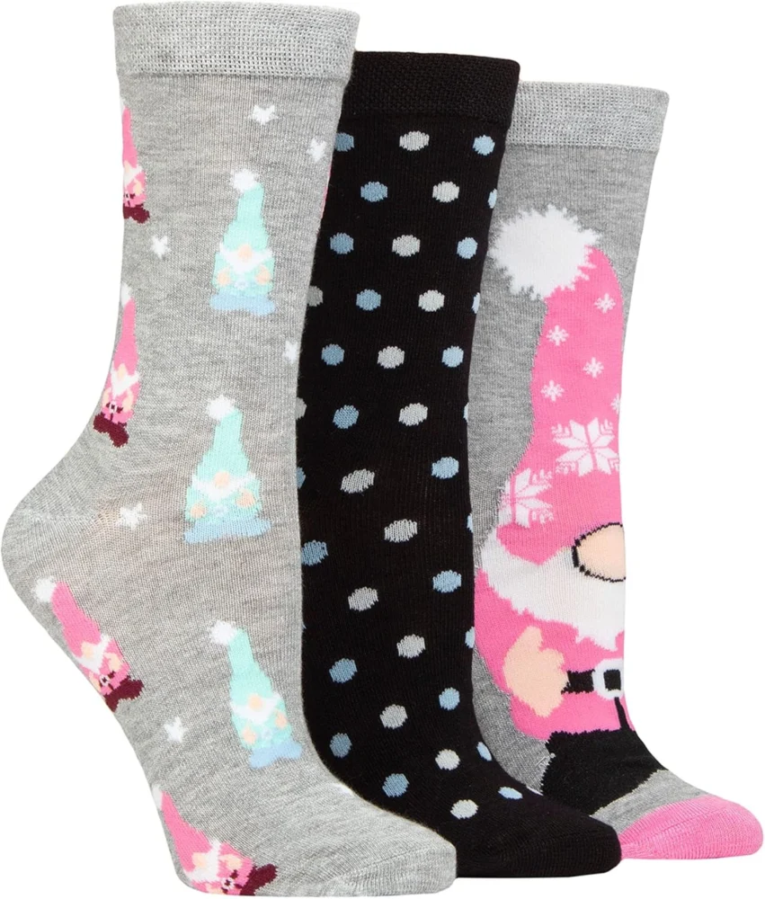 Ladies’ Lazy Panda Christmas bamboo socks, pack of 3