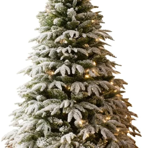 Lapland fir 5ft snow flocked Christmas tree, 180 warm white LEDs