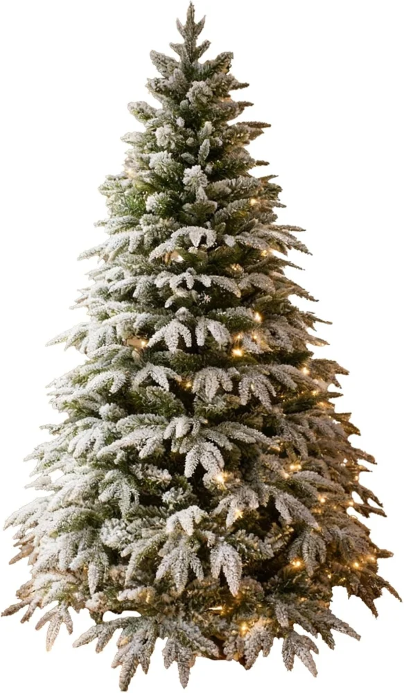 Lapland fir 5ft snow flocked Christmas tree, 180 warm white LEDs