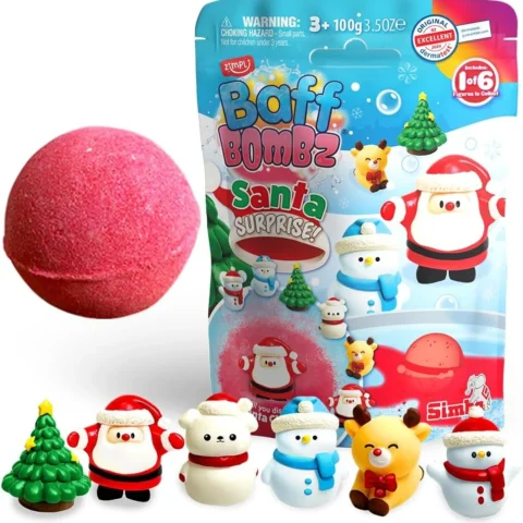 Large 100 g Santa surprise bath bomb with a hidden Christmas toy
