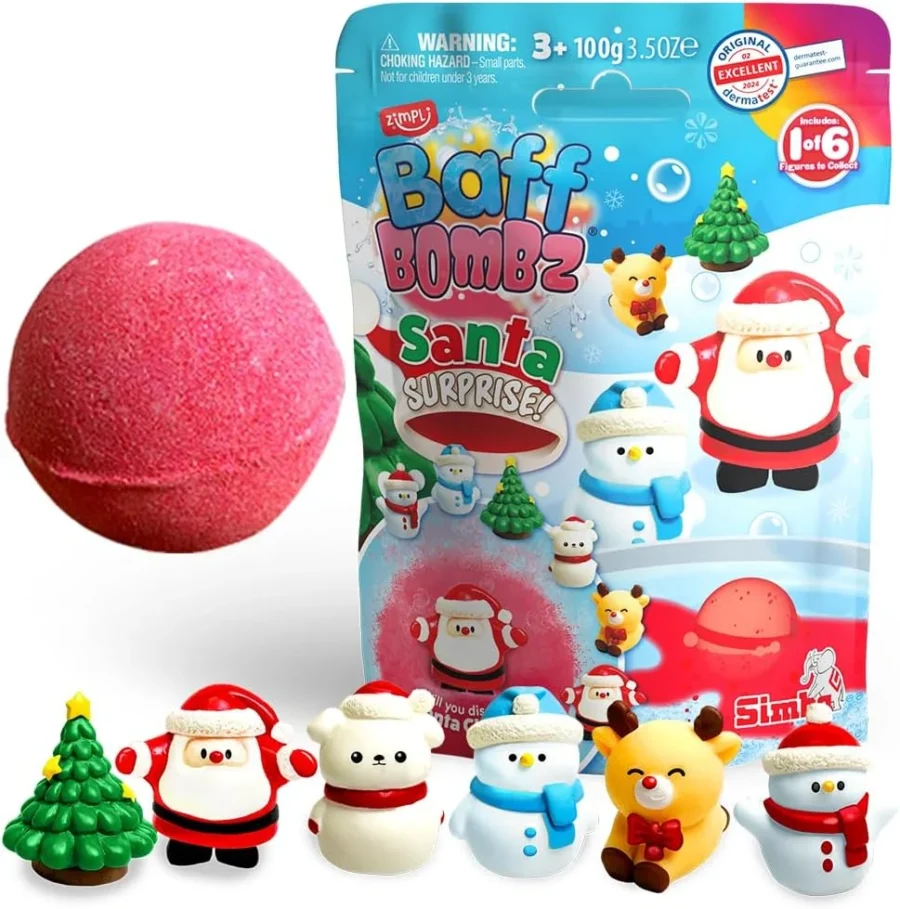 Large 100 g Santa surprise bath bomb with a hidden Christmas toy