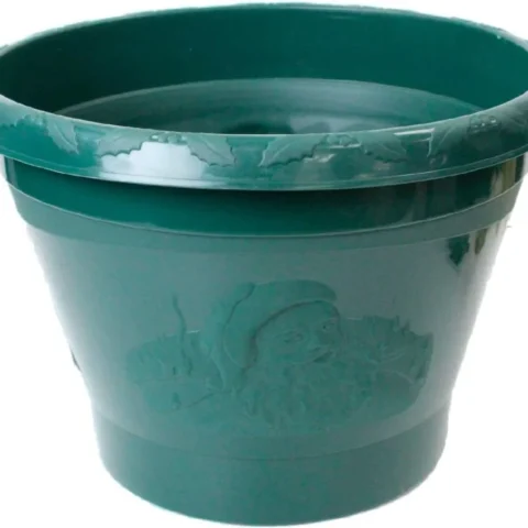 Large plastic Christmas tree pot stand with Santa and holly design