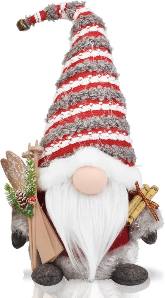 Large red Nordic gonk with a bendable hat, 46 cm tall
