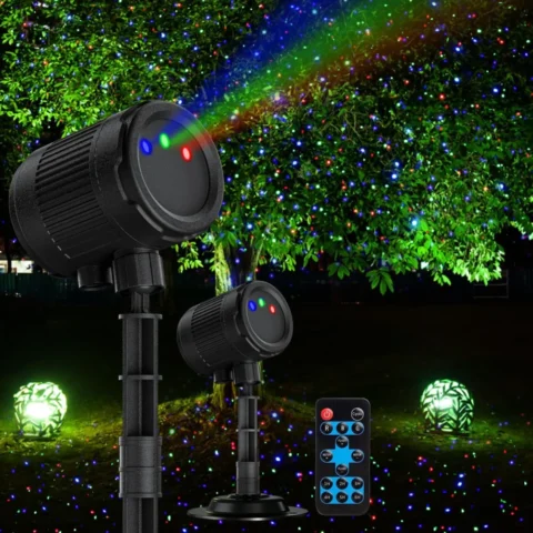 Laser firefly projector light, RGB moving effect, remote, 5 m cable