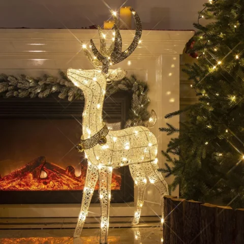 Light-up reindeer, 1.2 m, 70 warm white twinkling LEDs, mains